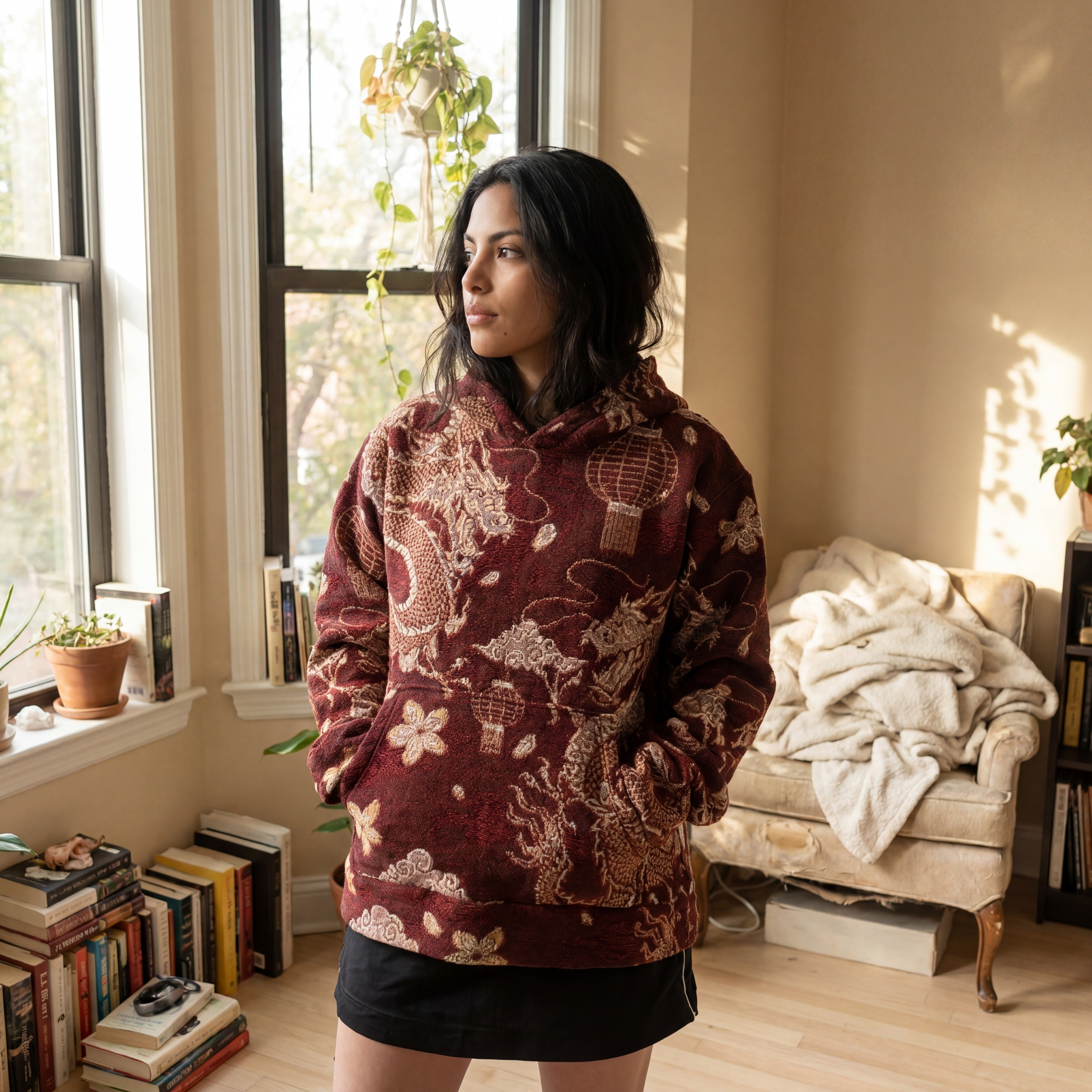 Woven Pullover Hoodie
