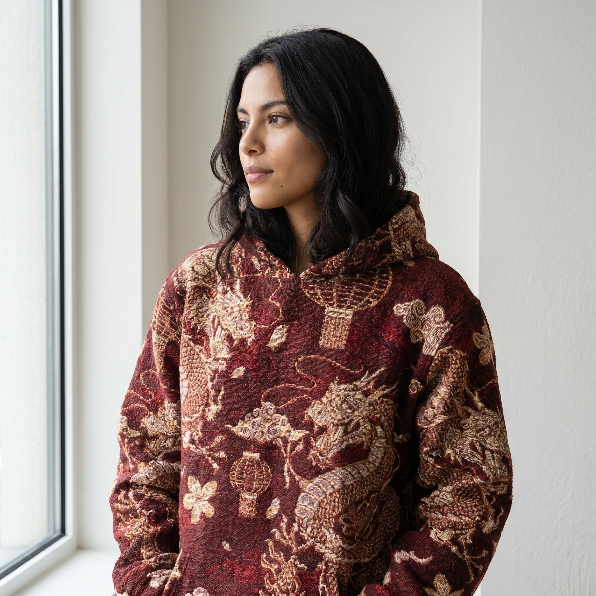 Woven Pullover Hoodie